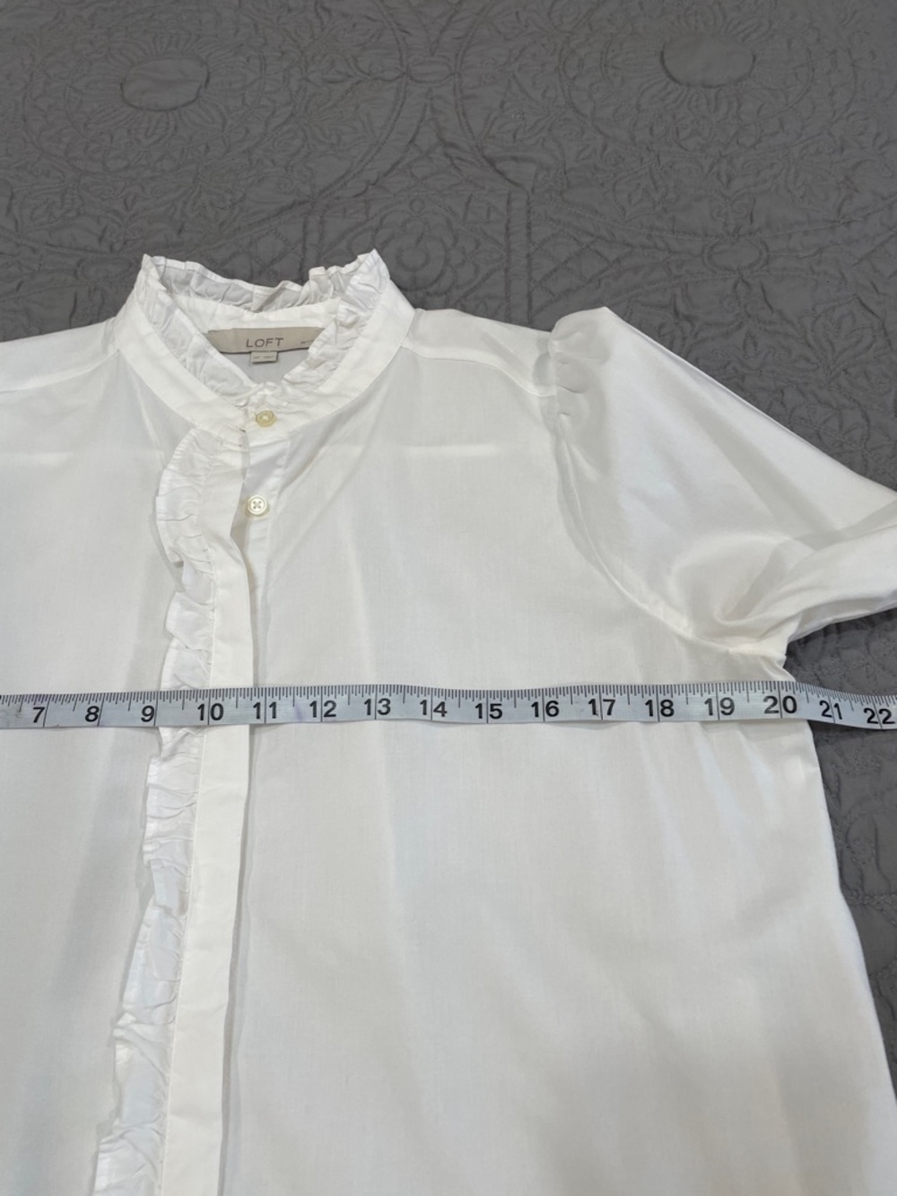 LOFT White Ruffle-Trim Blouse MP - Picture 9 of 11
